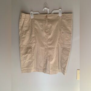 Eileen Fisher Womens Beige Khaki Cargo Pockets Knee Length Minimalist Skirt XL